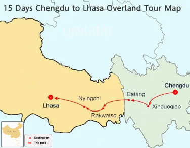 15 Days Chengdu Lhasa EBC via 318 National Highway Overland Tour Map