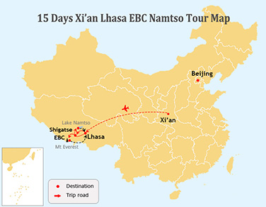 15 Days Xian Lhasa Everest Namtso Shanghai Flight Tour