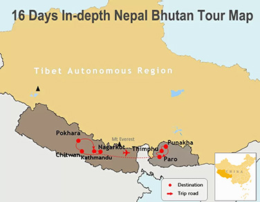 16 Days In-depth Nepal Bhutan Tour with Australian Camp Trekking
