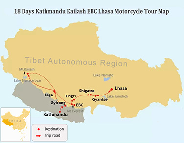 18 Days Kathmandu, Mt.Kailash, EBC and Lhasa Motorbike