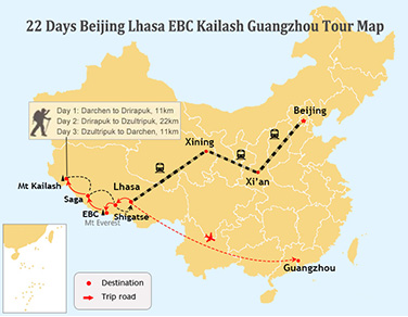 22 Days Beijing Xian Lhasa Kailash Guangzhou Tour