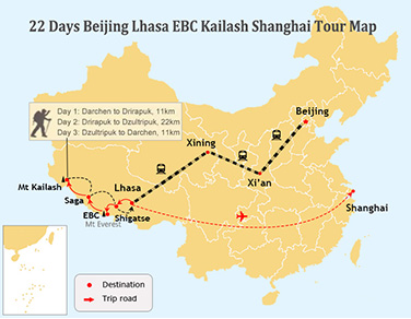22 Days Beijing Lhasa Kailash Shanghai Train Tour