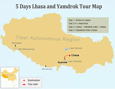 5 Days  Lhasa and Yamdrok-tso Lake Tour