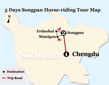 5 Days Songpan Horse-riding Tour Map 