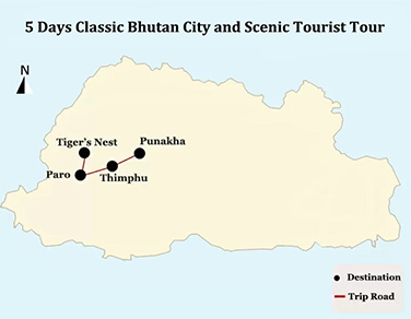 5 Days Classic Bhutan City and Scenic Tourist Tour