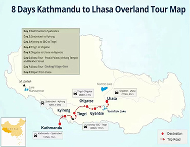 8 Days Private Kathmandu to Lhasa Overland Tour with EBC