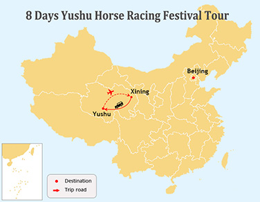8 Days Yushu Horse Racing Festival Tour Map
