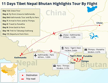 11-Days-Tibet-Nepal-Bhutan-Highlights-Tour-By-Flight