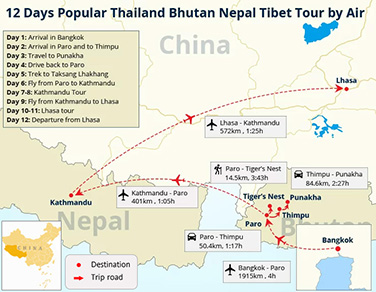 12-Days-Popular-Thailand-Bhutan-Nepal-Tibet-Tour-by-Air