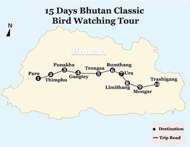 15 Days Bhutan Classic Bird Watching Tour