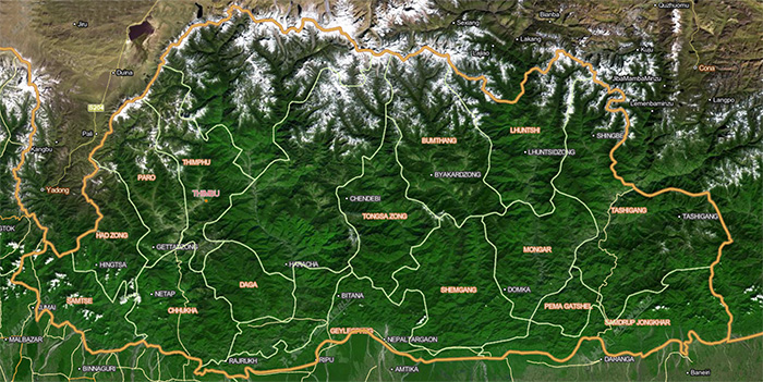 Bhutan Map on Google Earth