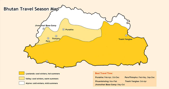 Bhutan Travel Season Map