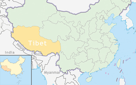 Tibet Border: mainland China and country bordering Tibet
