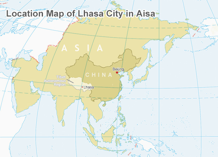 Map of Lhasa in Asia