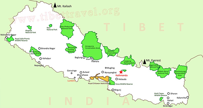 major attractions in nepal map