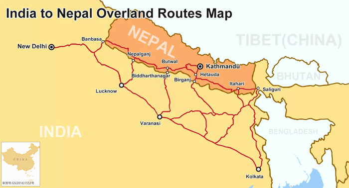 Nepal Map With Distance Map Of India And Nepal, Nepal India Border Map, India Tourist Map