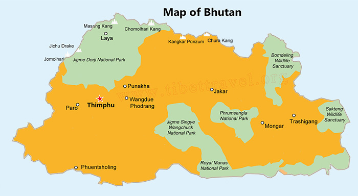 bhutan tourist places map Ultimate Bhutan And Nepal Tourist Maps bhutan tourist places map