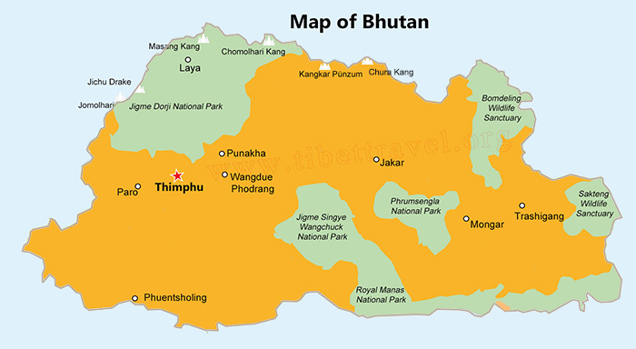 Map of Bhutan