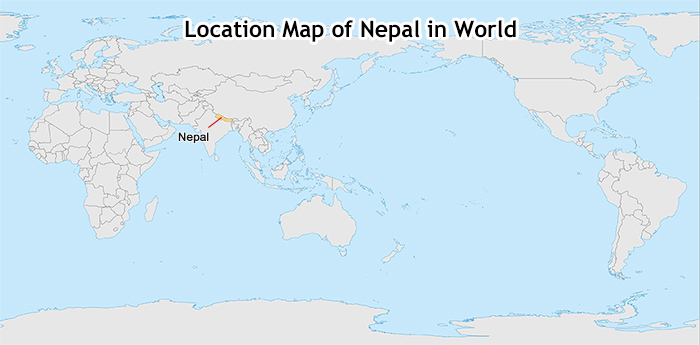 Where Is Nepal Located On Map Nepal Map In Asia And World   Nepal In World Map Small 