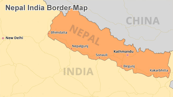 nepal and india border map