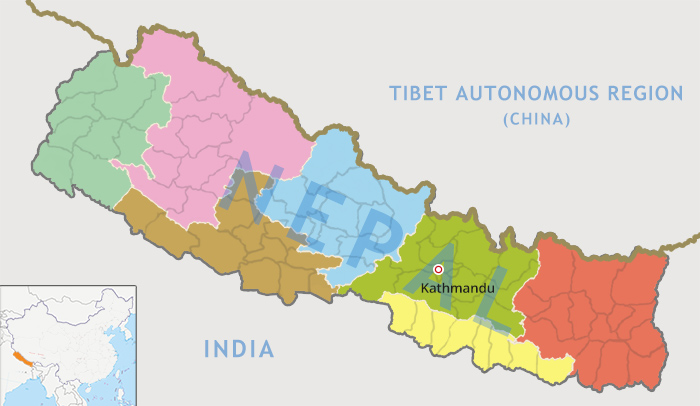 Nepal Seven Provinces Map with All Districts