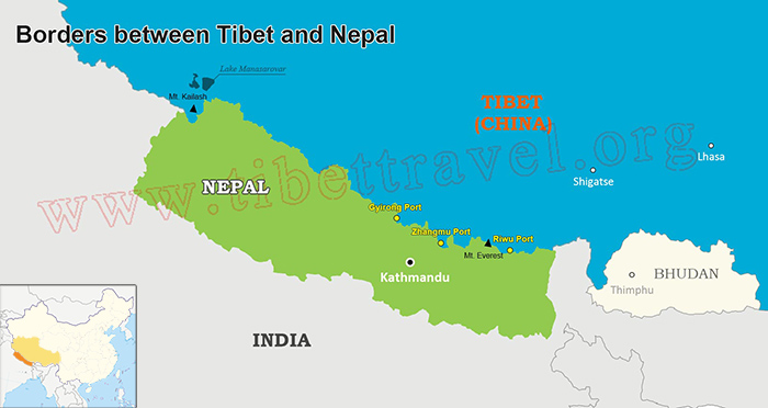 Nepal China Border Map Tibet Nepal Border Map, Map Of Nepal Tibet Border