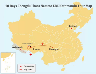 10-Day Chengdu Lhasa Namtso Kathmandu Tour by Flight