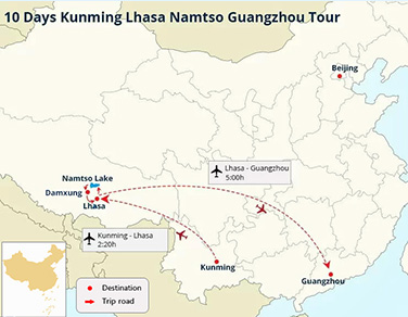 10 Days Kunming Lhasa Namtso Guangzhou Tour