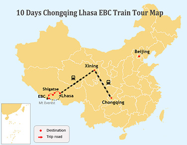 10 Days Lhasa Mt Everest Tour from Chongqing by Train