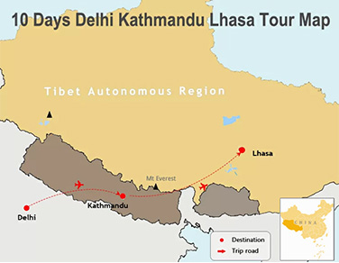 10 Days Unveil the Best Highlights of Delhi, Kathmandu, and Lhasa