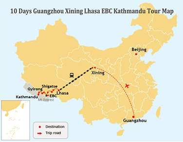 10-Day Guangzhou, Xining, Lhasa, EBC and Nepal Tour