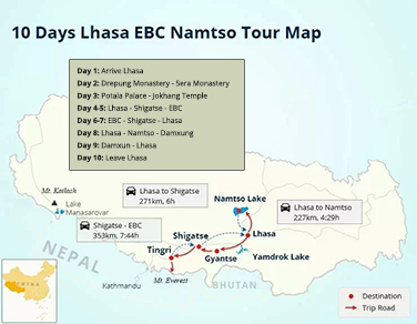 10 Days Private Tour from Lhasa to EBC and Namtso