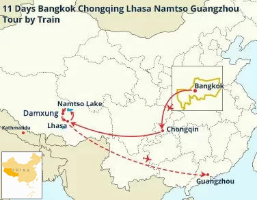 11 Days Bangkok Chongqing Lhasa Namtso Guangzhou Tour by Train