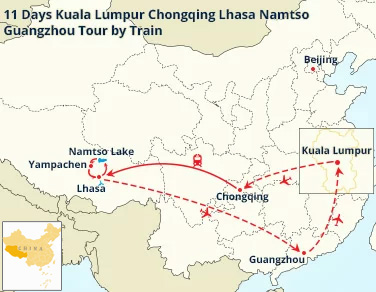 11 Days Kuala Lumpur Chongqing Lhasa Namtso Guangzhou Tour by Train