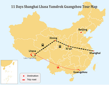 11 Days Shanghai Lhasa Yamdrok Guangzhou Train Tour