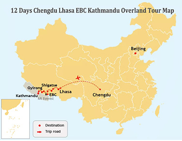 12-Day Chengdu Lhasa EBC Kathmandu Tour by Overland