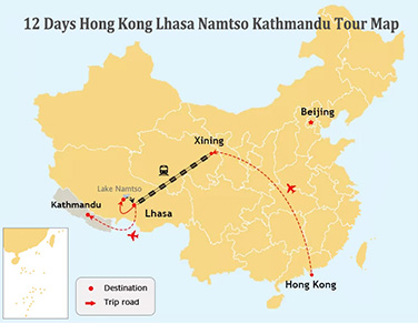 12-Day Hong Kong Xining Lhasa Namtso Kathmandu Tour by Flight