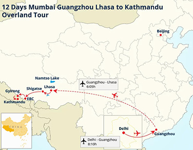 12 Days Mumbai Guangzhou Lhasa to Kathmandu Overland Tour