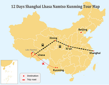 12 Days Shanghai Lhasa Namtso Kunming Train Tour