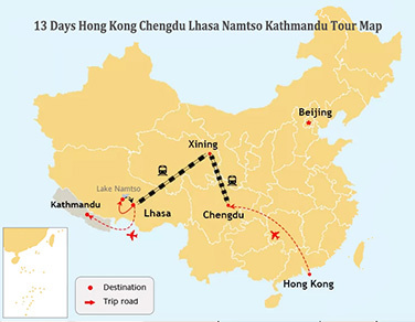 13 Day HK Chengdu Lhasa Namtso Kathmandu Tour 