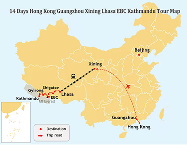 14-Day Hong Kong Guangzhou Xining Lhasa Kathmandu Tour by Flight and Train