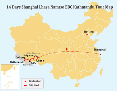 14-Day Shanghai Lhasa Namtso EBC Kathmandu Tour