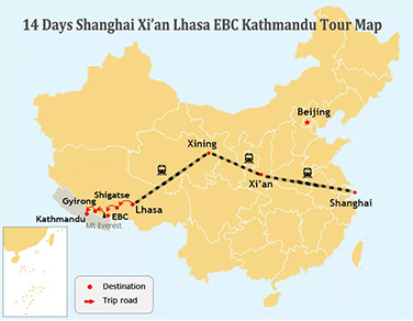 14-Day Shanghai Xi’an Lhasa Kathmandu Tour by Overland
