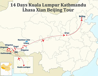 14 Days Kuala Lumpur Kathmandu Lhasa Xian Beijing Tour