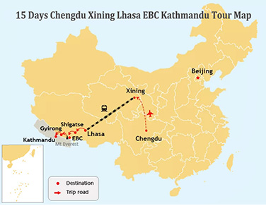 15-Day Chengdu Xining Lhasa Kathmandu Scenic Tour