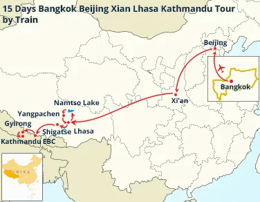 15 Days Bangkok Beijing Xian Lhasa Kathmandu Tour by Train