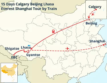 15 Days Calgary Beijing Lhasa Everest Shanghai Tour by Train