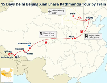 15 Days Delhi Beijing Xian Lhasa Kathmandu Tour by Train