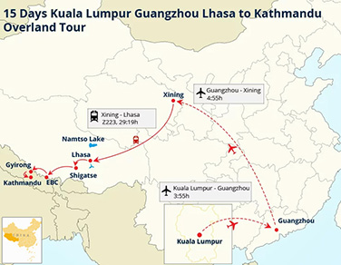 15 Days Kuala Lumpur Guangzhou Lhasa to Kathmandu Overland Tour