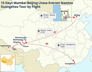 15 Days Mumbai Beijing Lhasa Everest Namtso Guangzhou Tour by Flight